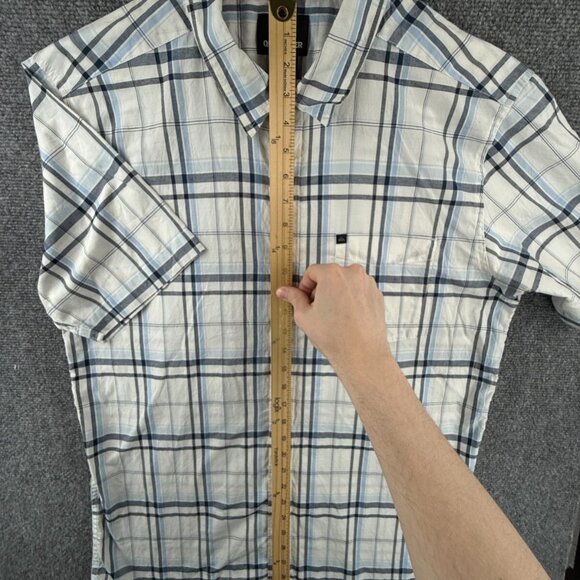 Quiksilver Quicksilver Button Up Men Short Sleeve Blue Plaid Large Cotton Blend - Picture 3 of 16